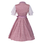 Traditional Floral Embroidered-Style Dirndl Dress with Corset Lacing and White Puff Blouse