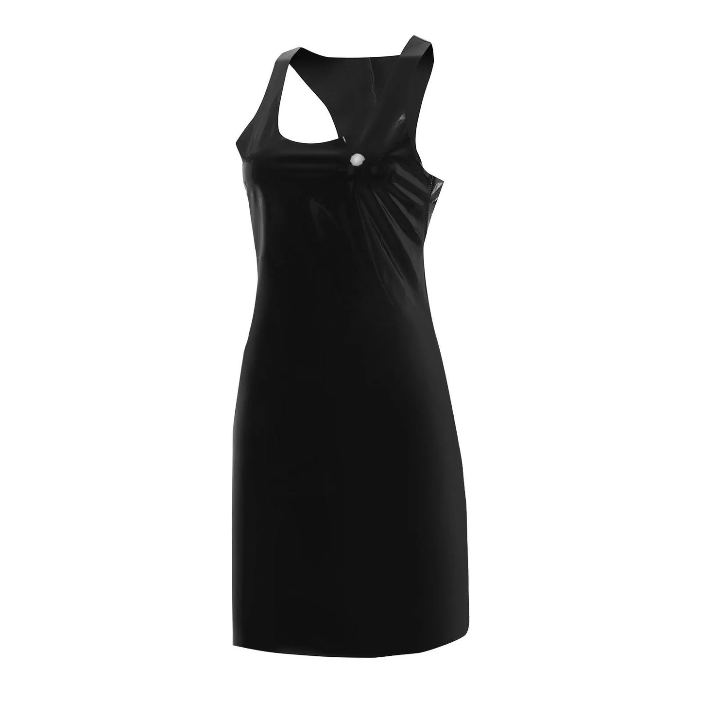Glossy Bodycon Mini Dress with Futuristic Alternative Streetwear Style