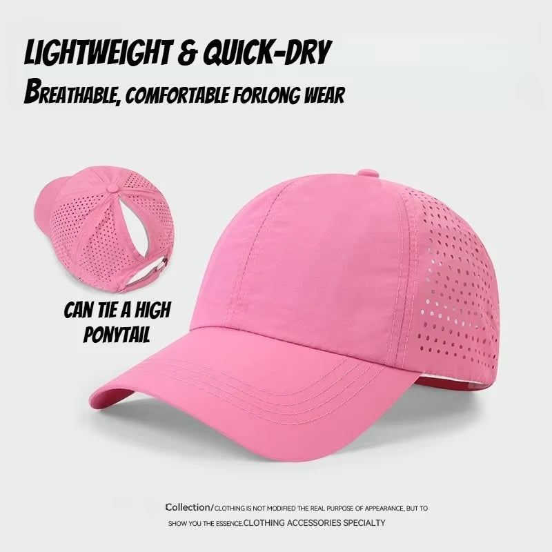 Washed Ponytail Baseball Cap Adjustable Curved Brim Casual Streetwear Outdoor Hat