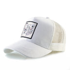 Embroidered Patch Mesh Trucker Cap Adjustable Curved Brim Casual Streetwear Outdoor Hat