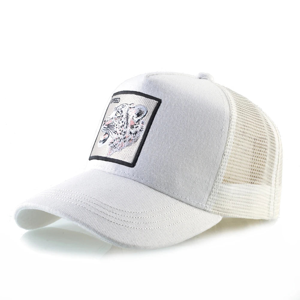 Embroidered Patch Mesh Trucker Cap Adjustable Curved Brim Casual Streetwear Outdoor Hat