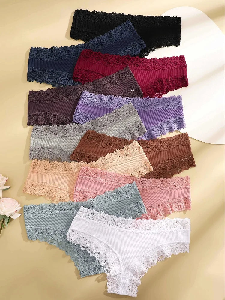 Eleven-Piece Low-Rise Scalloped Lace Bikini Panty Set