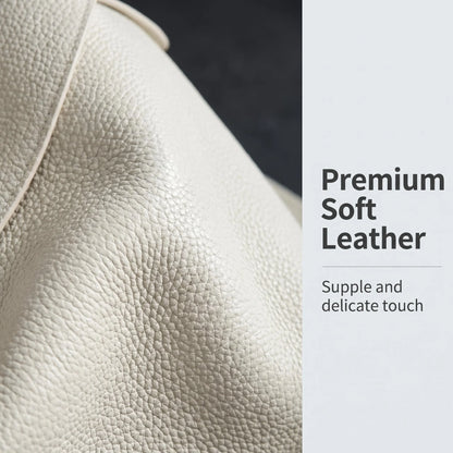 Soft Genuine Leather Bowling Shoulder Bag with Adjustable Strap Design