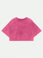 Washed Cotton Crop Tee with Relaxed Fit and Everyday Casual Style