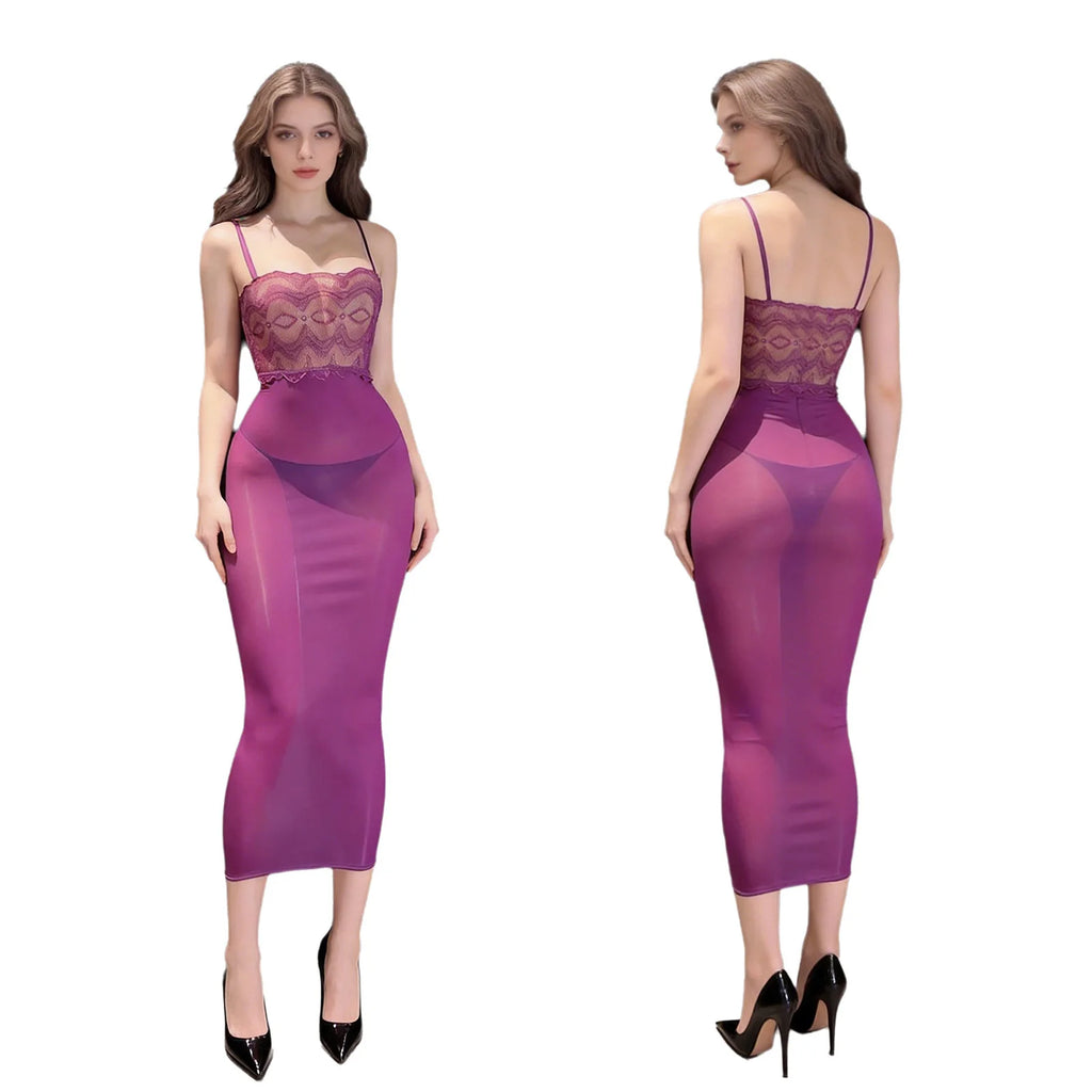 Sheer Black Mesh Bodycon Midi Dress with Floral Lace Bodice