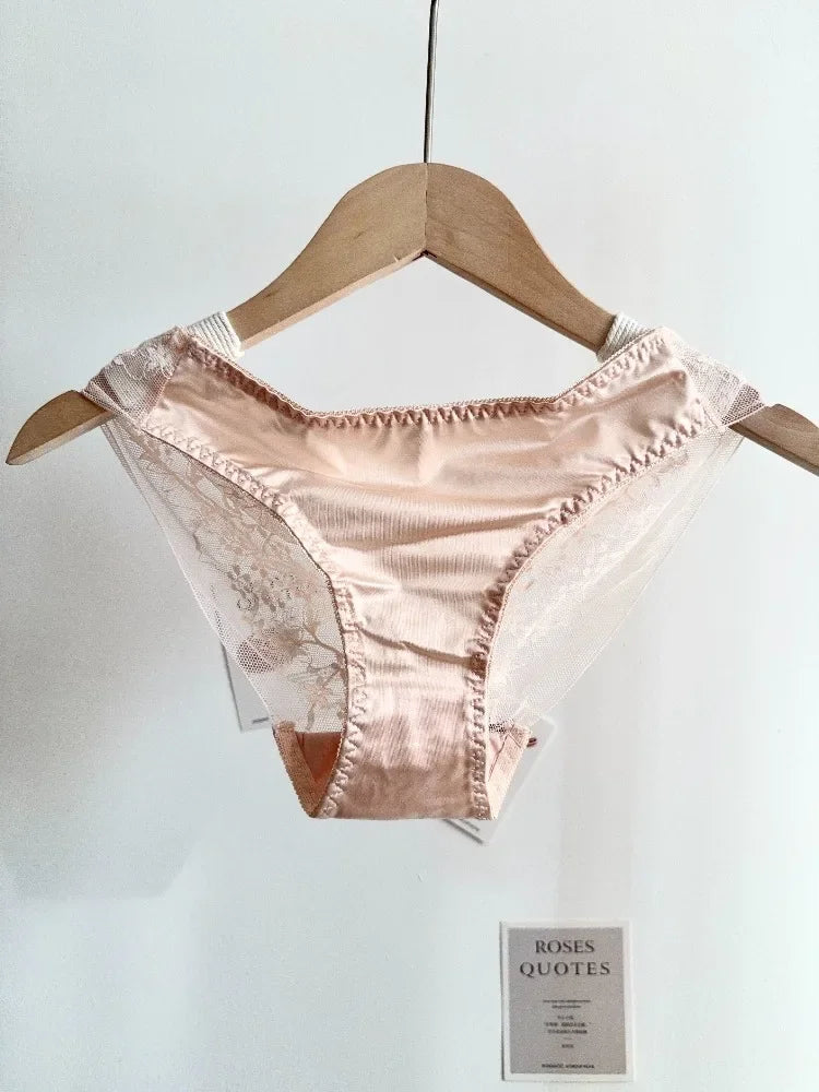 French-Inspired Satin and Lace Demi Balconette Bra and Panty Set