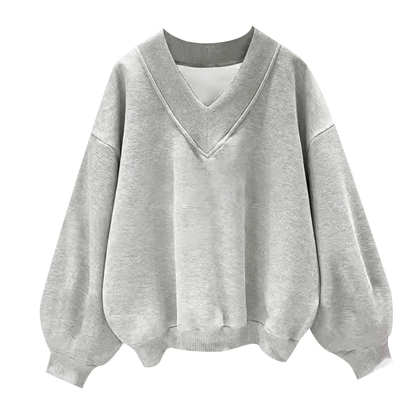 Women's Oversized V-Neck Pullover Sweatshirt with Relaxed Fit for Casual Everyday Style