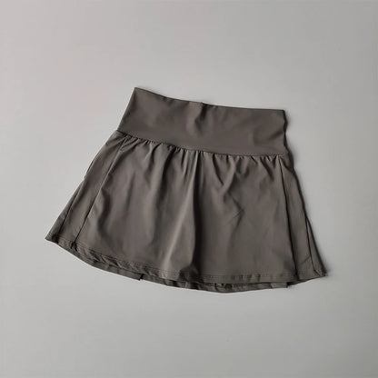 High Waist Performance Tennis Skort with Built-In Shorts and Pleats