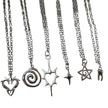 Y2K Charm Pendant Necklace Set Gothic Grunge Alternative Statement Jewelry