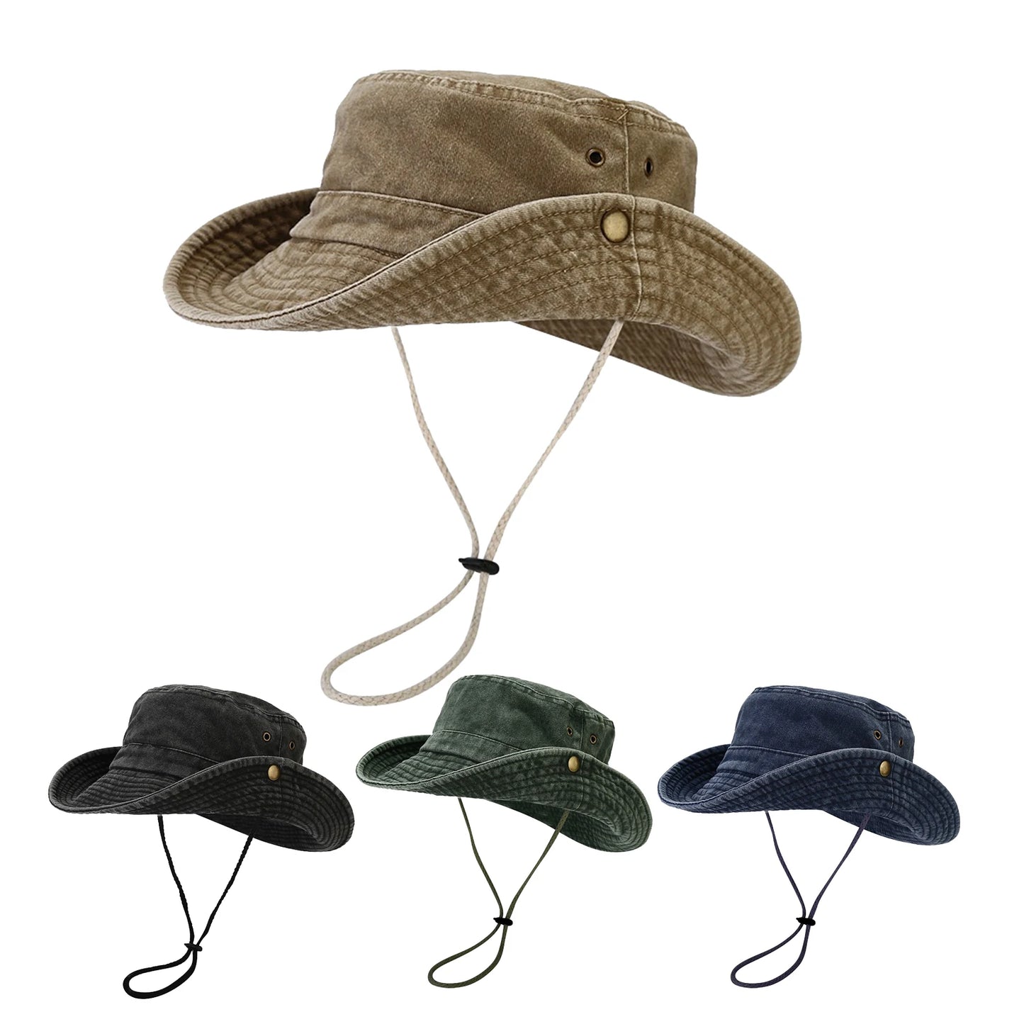 Unisex Wide Brim Outdoor Sun Hat with Breathable Mesh Panels for Hiking and Travel