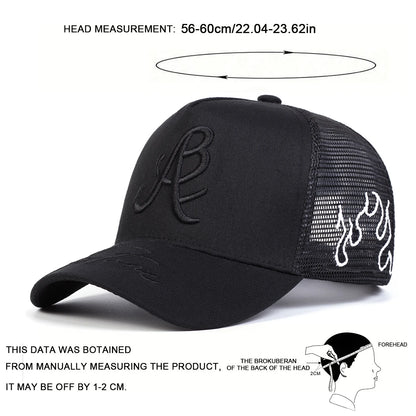 Embroidered Mesh Baseball Cap Adjustable Curved Brim Casual Streetwear Trucker Style Hat