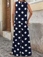 Women's Polka Dot Sleeveless Top and Wide Leg Pants Co-Ord Set
