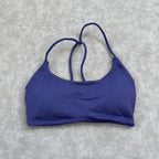 Olive Green Strappy Open-Back Sports Bra with Scoop Neckline