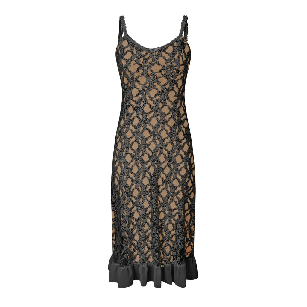 Lace Trim Slip Maxi Dress With Soft Flowing Silhouette