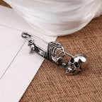 Dark Skull Safety Pin Brooch for Punk Gothic Alternative Fashion