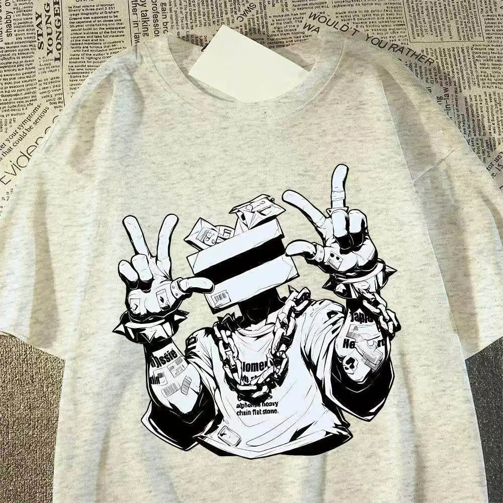 Urban Figure Graphic Streetwear Cotton T-Shirt With Printed Artwork Style