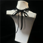 Vintage Gothic Lace Choker Necklace With Ornamental Pendant and Dark Feminine Detailing