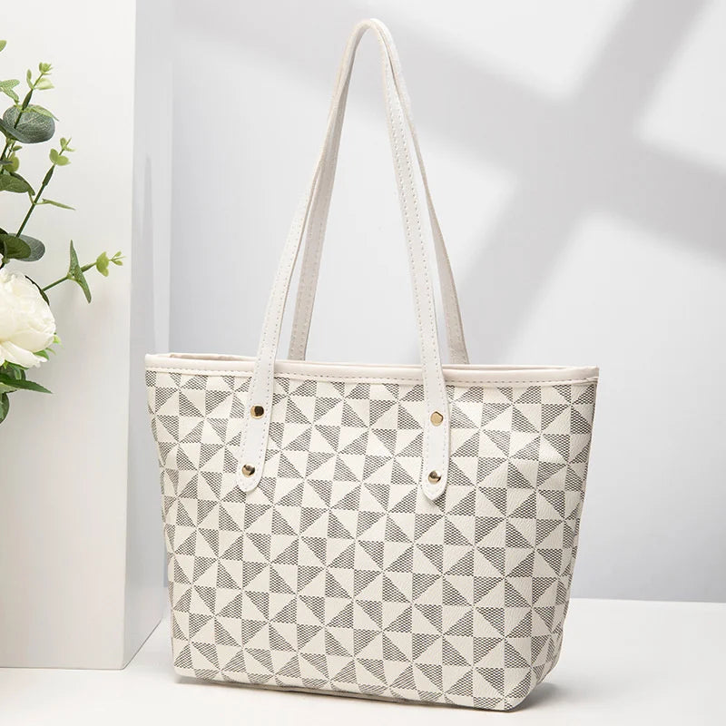 Large Capacity Soft Structured Tote Shoulder Bag with Minimal Design