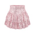 Sequin Tiered Mini Skirt with High Waist Flared Party Silhouette