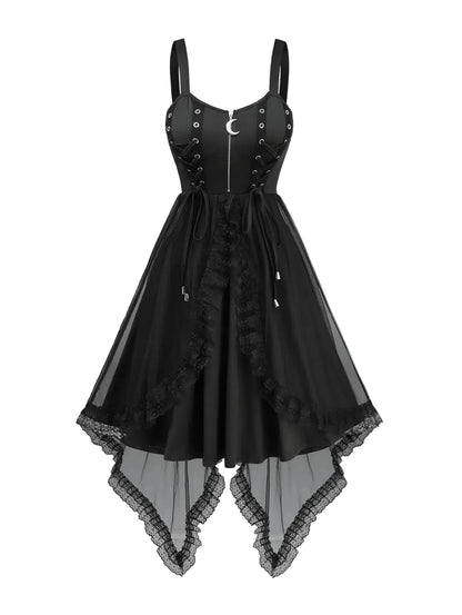 Dark Coquette Corset Mini Dress with Alternative Gothic Streetwear Style