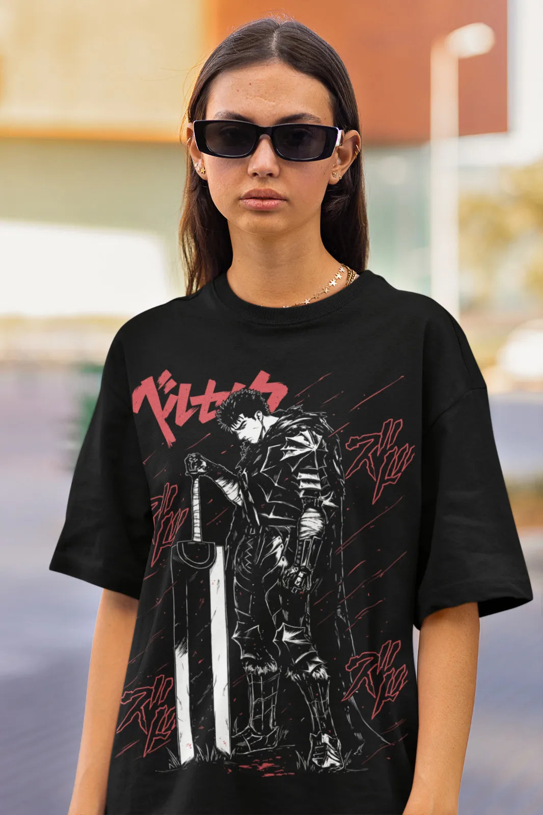 Dark Manga Warrior Oversized Anime Goth Streetwear Graphic Tee