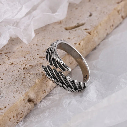 Vintage Angel Wing Wrap Ring with Elegant Dark Feminine Statement Design