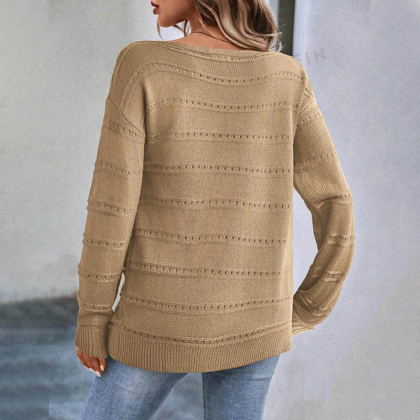 Women's Off Shoulder Loose Knit Sweater Contemporary Streetwear Pullover Top