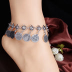 Layered Coin Charm Anklet for Bohemian Dark Feminine and Festival Styling