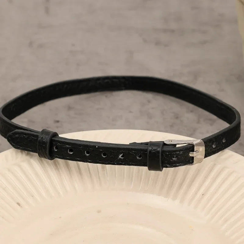 Minimal Belt Buckle Choker Necklace for Punk Gothic and Alternative Streetwear Fashion Styling