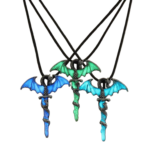 Dragon Sword Pendant Necklace Fantasy Gothic Alternative Statement Jewelry