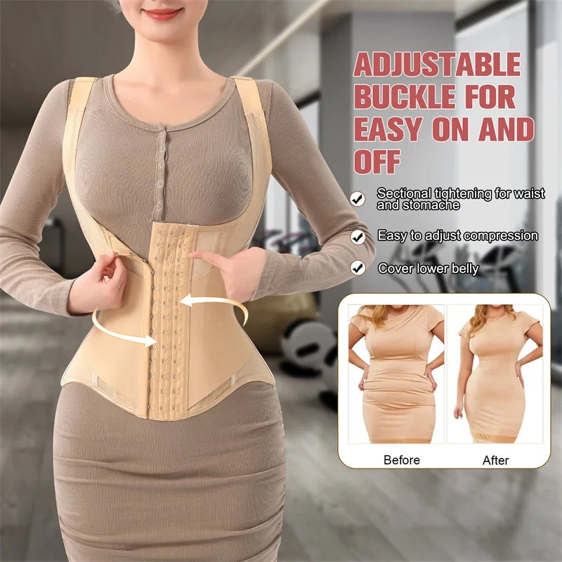 U-Shaped Underbust Waist Cincher with Wide Straps and Front Hook Closure