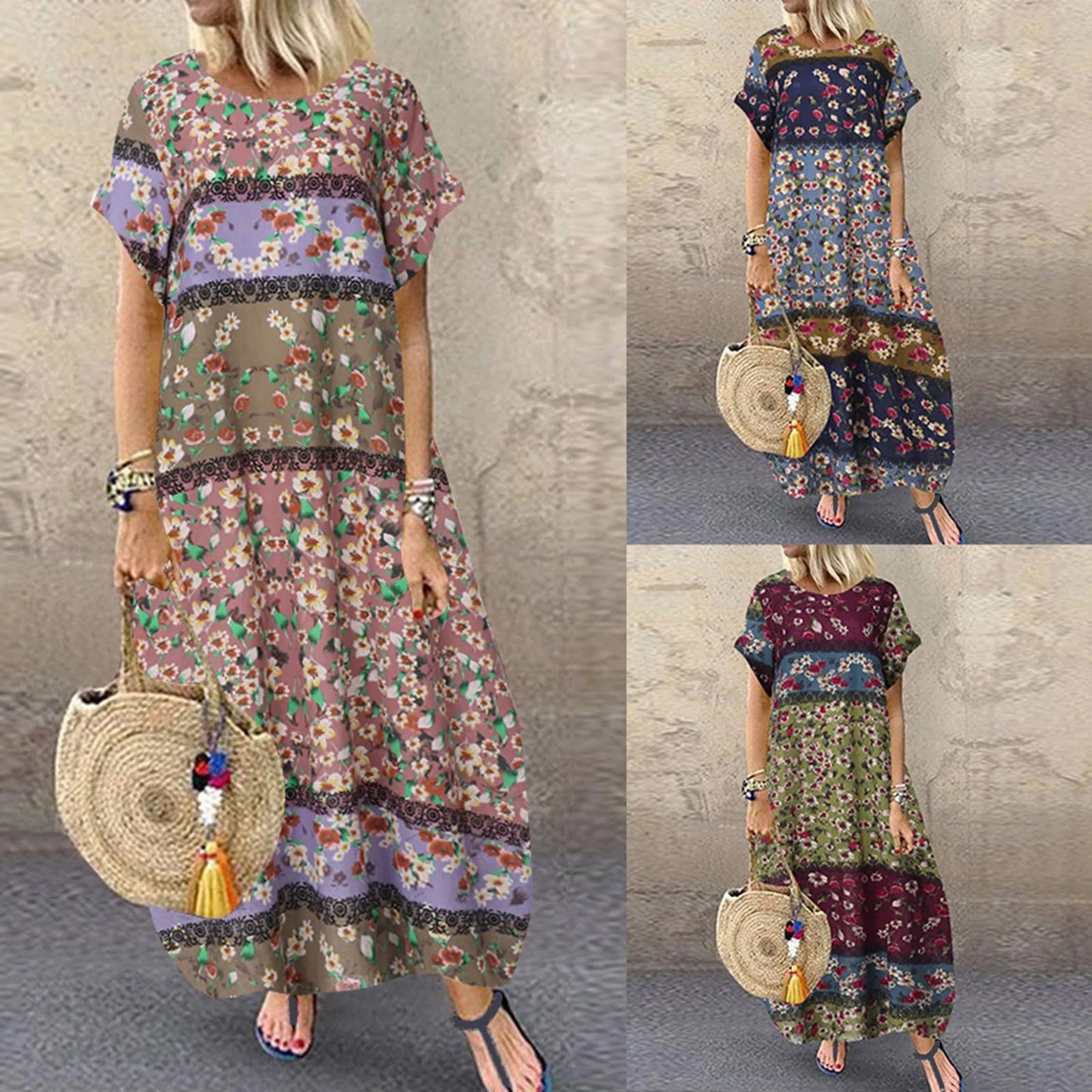Relaxed Printed Maxi Dress With Easy Flow And Soft Shape