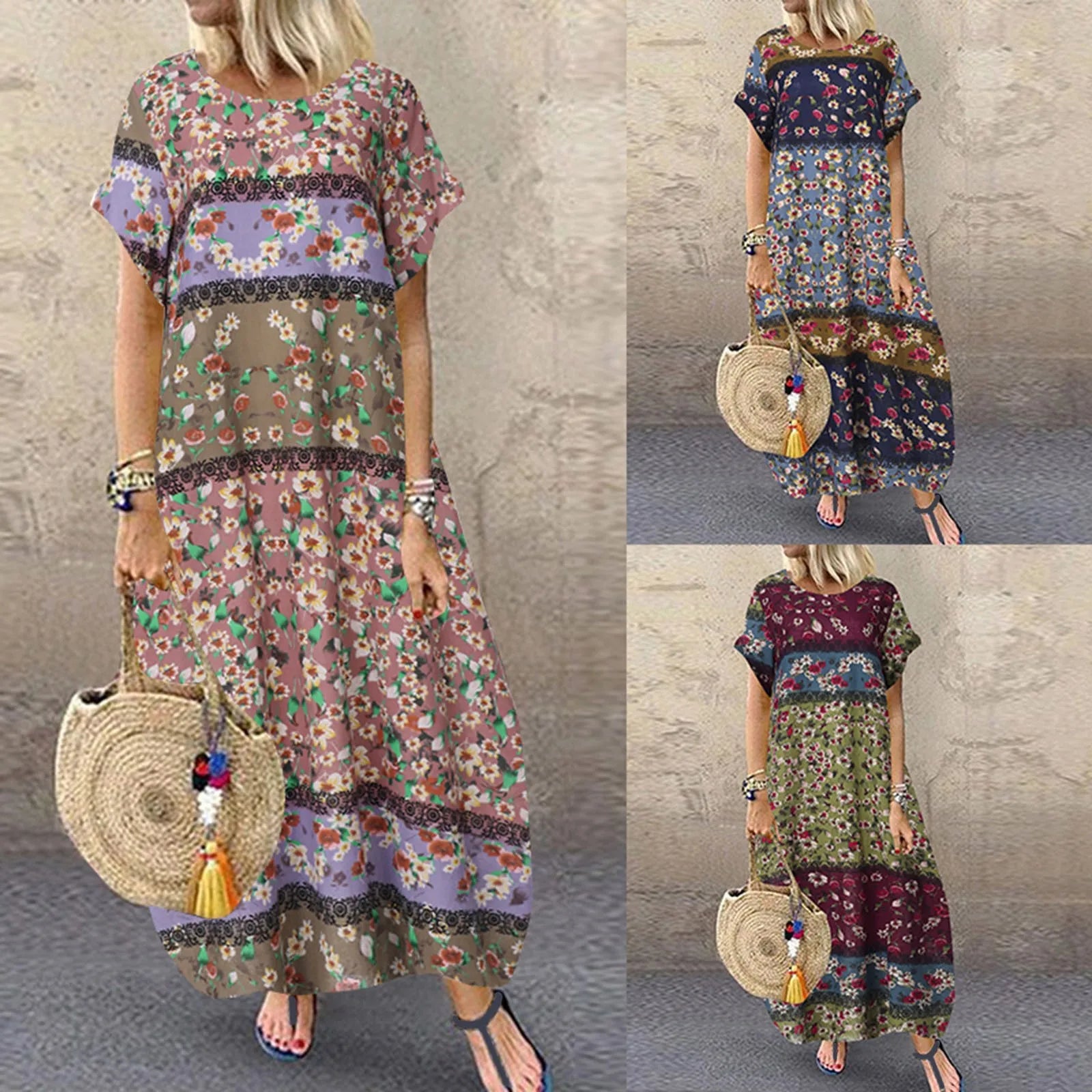 Relaxed Printed Maxi Dress With Easy Flow And Soft Shape