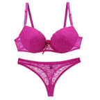 Refreshing Mint Green Push-Up Bra and Lace Trim Thong Set