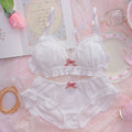Sweet White Ruffled Cotton-Blend Bralette and Panty Set