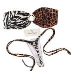Fierce Mixed Animal Print Bandeau Bikini with Center O-Ring Hardware