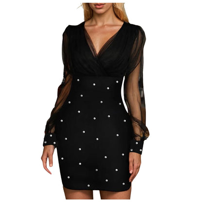 Pearl Detail Gothic Mini Dress with Manga Party Aesthetic