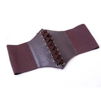 Faux Leather Lace-Up Waist Belt Corset with Wide Structured Design