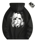 Gothic Anime Streetwear Hoodie With Split Mask Graphic Artwork
