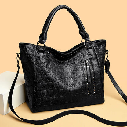 Studded Faux Leather Tote Crossbody Bag with Structured Carry Design
