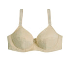 Plus Size Ultra-Thin Wireless Full-Cup Bra with Adjustable Straps and Subtle Embroidered Animal Pattern