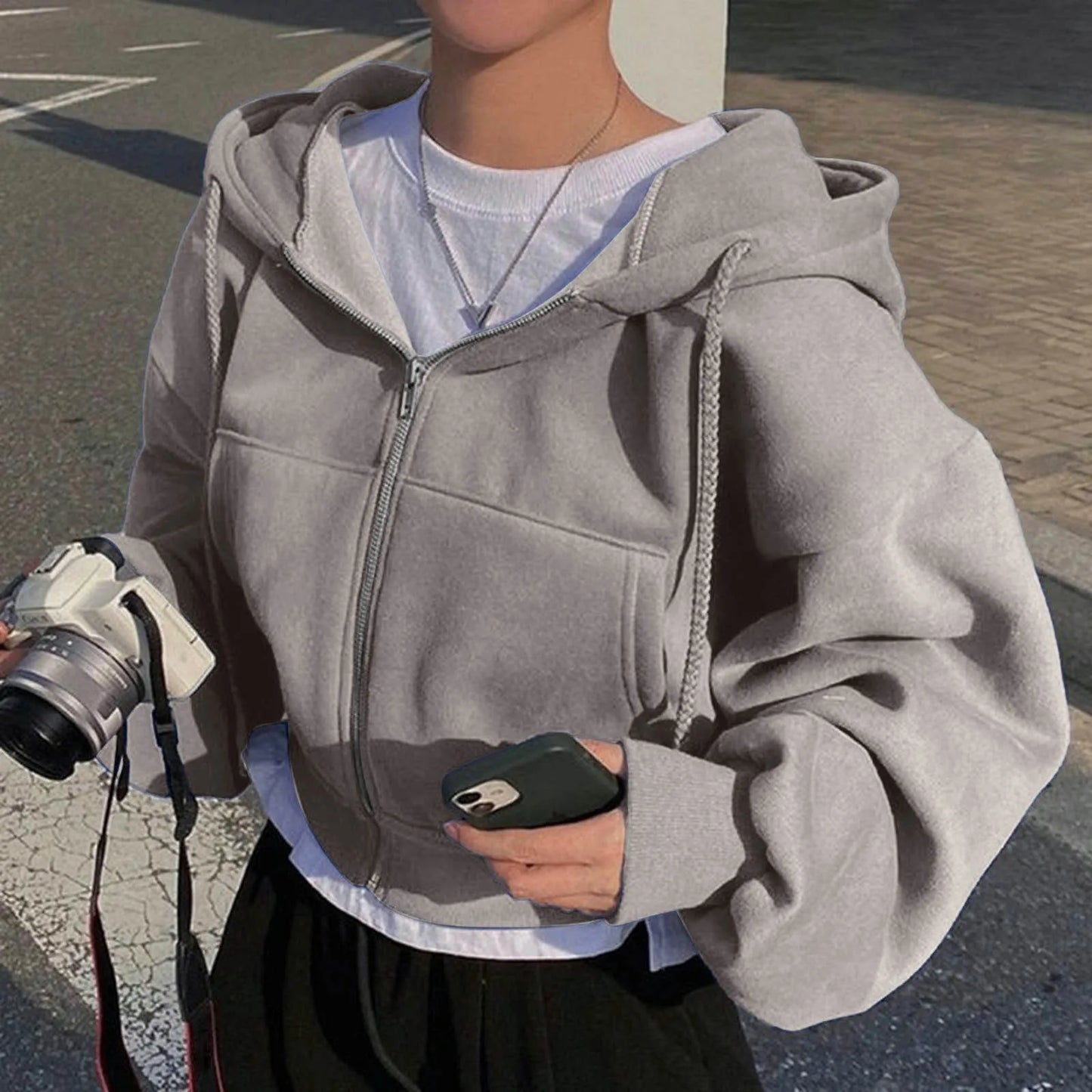 Oversized Plush Lined Zip Hoodie with Relaxed Fit and Everyday Comfort