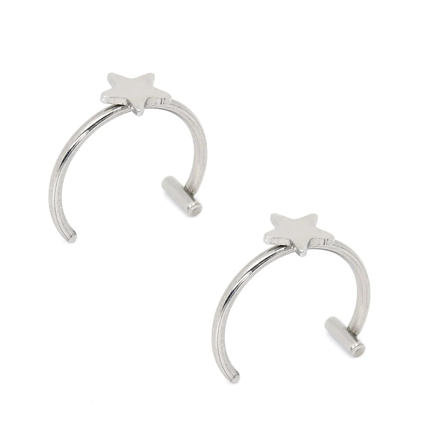 Punk Clip On Lip and Nose Ring Set for Alternative Looks