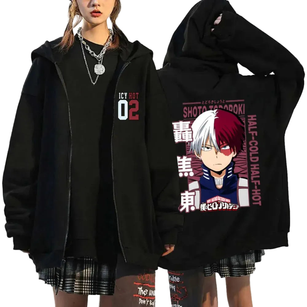 Anime Streetwear Zip Hoodie With Manga Panel Graphic Art Design