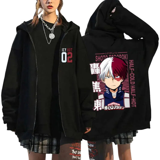 Anime Streetwear Zip Hoodie With Manga Panel Graphic Art Design
