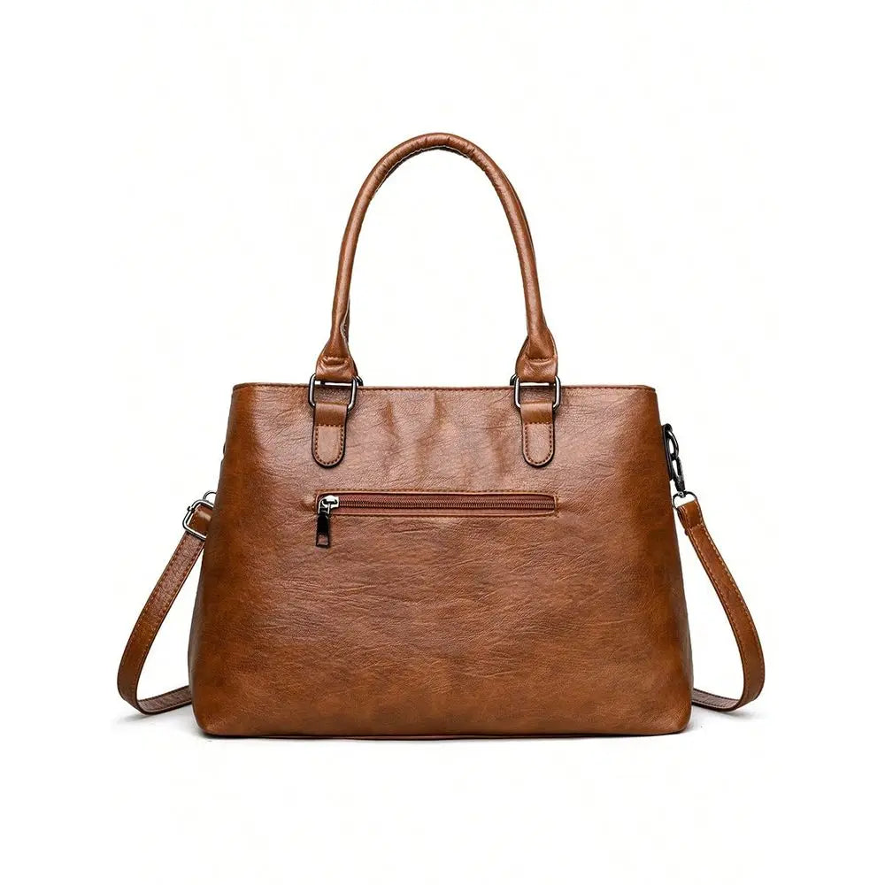 Multi Pocket Structured Tote Shoulder Bag with Utility Zip Detailing