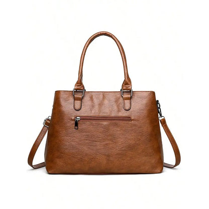 Multi Pocket Structured Tote Shoulder Bag with Utility Zip Detailing
