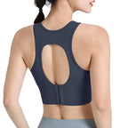High-Support Plus-Size Sports Bra with Open Keyhole Back and Wide Band