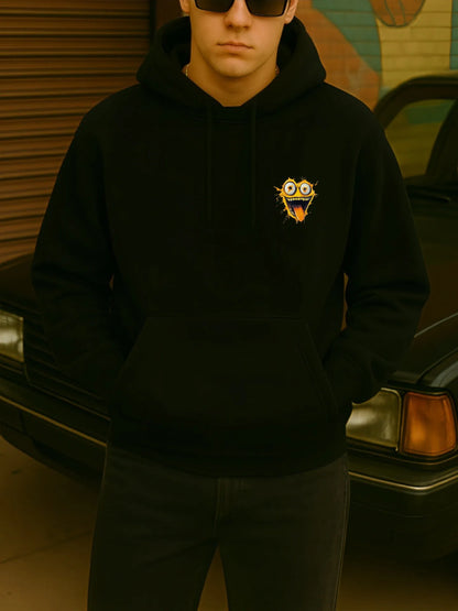 Anime-Inspired Monster Face Hoodie with Retro Manga Streetwear Aesthetic
