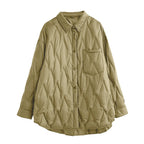 Women's Lightweight Quilted Button Front Jacket Relaxed Casual Everyday Layering Coat